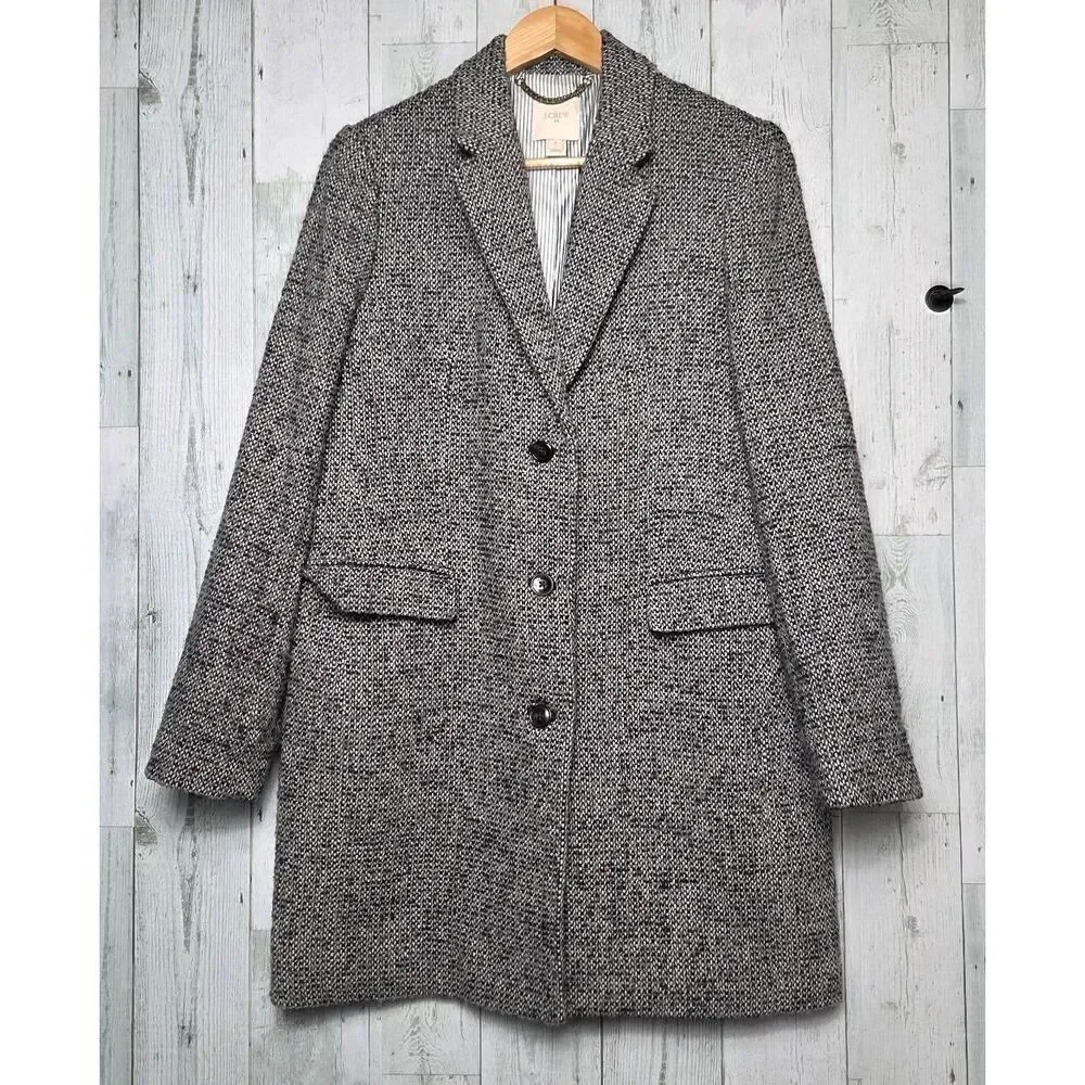 J. Crew Wool Blend Tweed Topcoat Sz 8